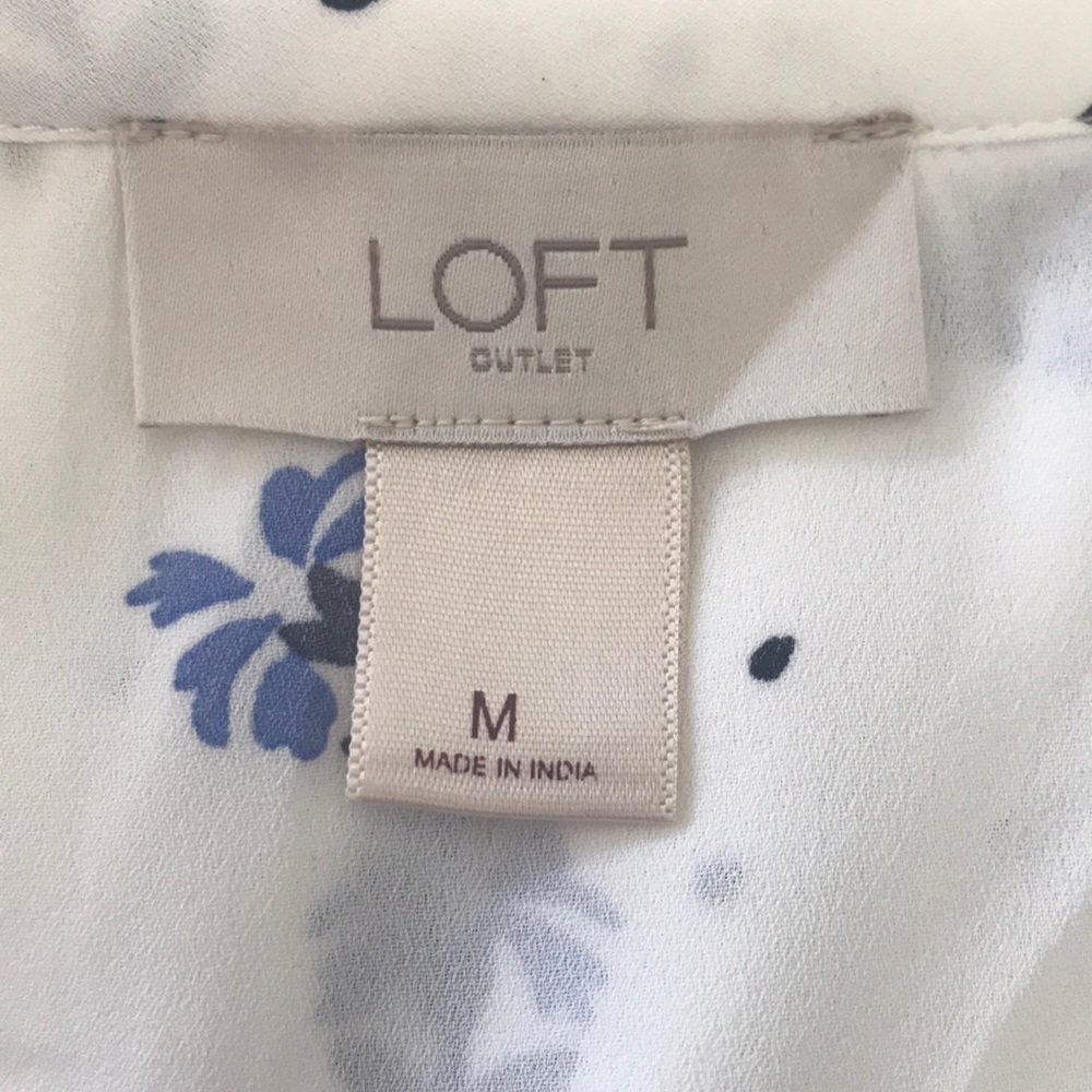LOFT White and Blue Floral Blouse - Picture 5 of 5